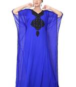 Blue embroidered georgette islamic-kaftans