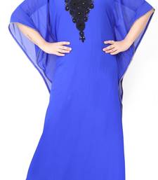 Blue embroidered georgette islamic-kaftans