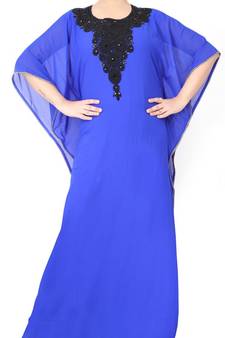 Blue embroidered georgette islamic-kaftans