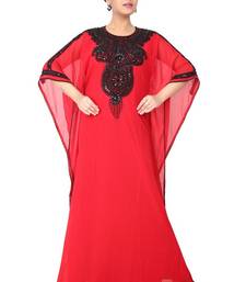 Red embroidered georgette islamic-kaftans