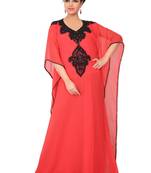 Red embroidered georgette islamic-kaftans