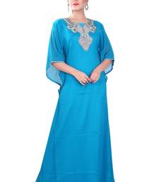 Blue embroidered georgette islamic-kaftans