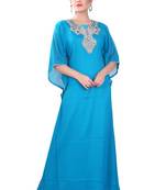 Blue embroidered georgette islamic-kaftans