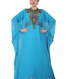 Blue embroidered georgette islamic-kaftans