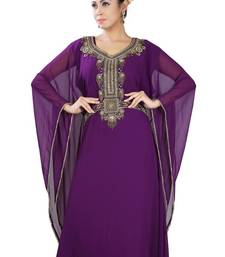 Purple embroidered georgette islamic-kaftans