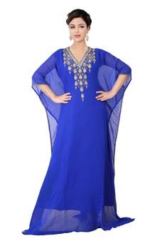 Blue embroidered georgette islamic-kaftans