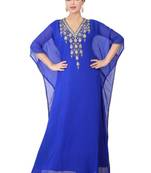 Blue embroidered georgette islamic-kaftans