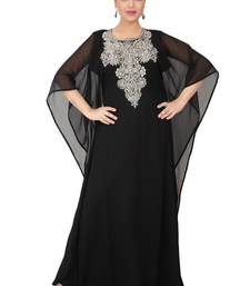 Black embroidered georgette islamic-kaftans
