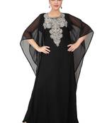 Black embroidered georgette islamic-kaftans