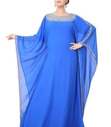 Blue embroidered georgette islamic-kaftans