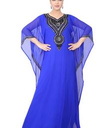 Blue embroidered georgette islamic-kaftans