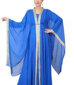 White embroidered georgette islamic-kaftans