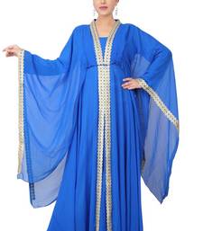 Blue embroidered georgette islamic-kaftans