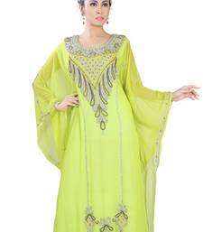 Green embroidered georgette islamic-kaftans