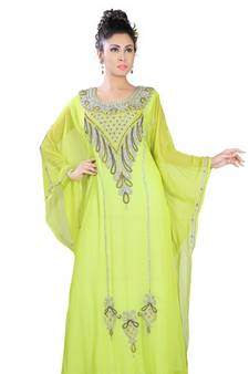 Green embroidered georgette islamic-kaftans