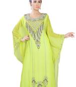 Green embroidered georgette islamic-kaftans