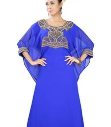 Blue embroidered georgette islamic-kaftans