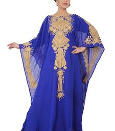 Blue embroidered georgette islamic-kaftans