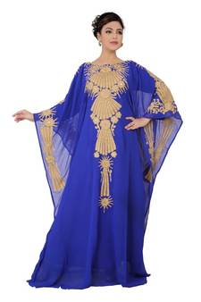 Blue embroidered georgette islamic-kaftans