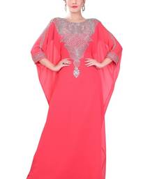 Pink embroidered georgette islamic-kaftans