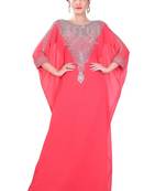 Pink embroidered georgette islamic-kaftans