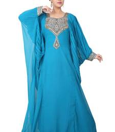 Blue embroidered georgette islamic-kaftans
