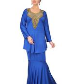 Blue embroidered georgette islamic-kaftans
