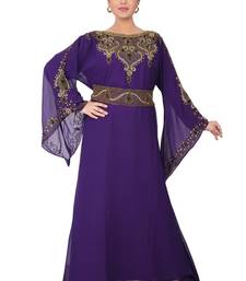 Purple embroidered georgette islamic-kaftans
