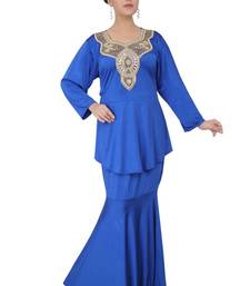 Blue embroidered georgette islamic-kaftans