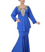 Blue embroidered georgette islamic-kaftans