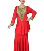 Red embroidered georgette islamic-kaftans