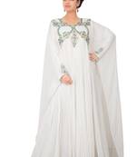 Yellow embroidered georgette islamic-kaftans