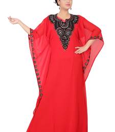 Red embroidered georgette islamic-kaftans