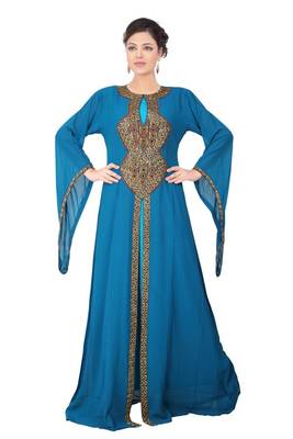 Multicolor embroidered georgette islamic-kaftans 6