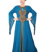 Multicolor embroidered georgette islamic-kaftans