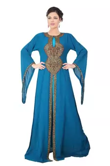 Multicolor embroidered georgette islamic-kaftans