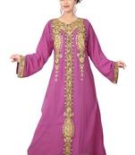 Magenta embroidered georgette islamic-kaftans