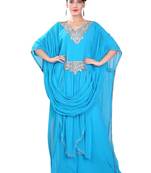 Blue embroidered georgette islamic-kaftans