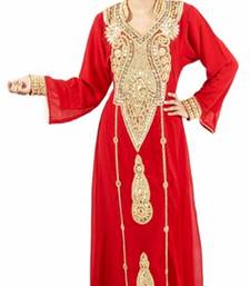 Red embroidered georgette islamic-kaftans