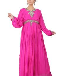 Pink embroidered georgette islamic-kaftans