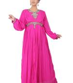 Pink embroidered georgette islamic-kaftans