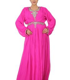 Pink embroidered georgette islamic-kaftans