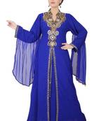 Blue embroidered georgette islamic-kaftans