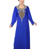 Blue embroidered georgette islamic-kaftans