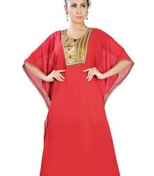 Red embroidered georgette islamic-kaftans