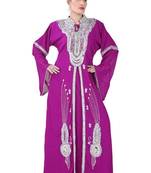 Purple embroidered georgette islamic-kaftans