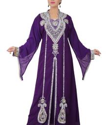 Purple embroidered georgette islamic-kaftans