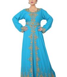 Blue embroidered georgette islamic-kaftans