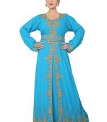 Blue embroidered georgette islamic-kaftans