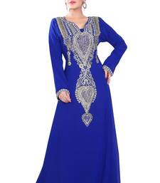 Blue embroidered georgette islamic-kaftans